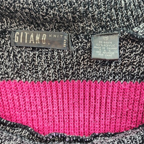 Vintage Gitano Knits Striped Sweater Dress Cowl Neck Gray-Multi large - Picture 2 of 8